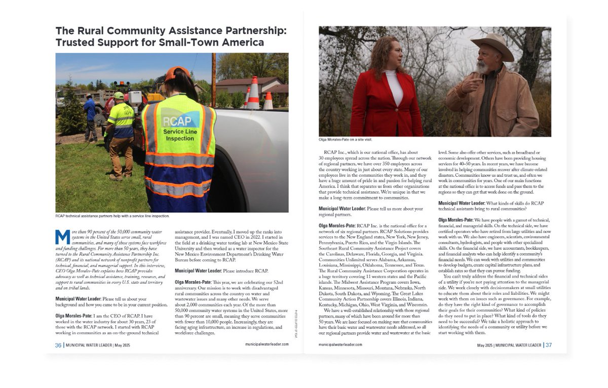 RCAP (@rcapinc) on Twitter photo Check out this new article from <a href="/MuniWaterLeader/">Municipal Water Leader Magazine</a> with RCAP CEO <a href="/RCAPOlga/">Olga Morales-Pate</a>!
View here: ow.ly/8FP050VPhEF Check out this new article from <a href="/MuniWaterLeader/">Municipal Water Leader Magazine</a> with RCAP CEO <a href="/RCAPOlga/">Olga Morales-Pate</a>!
View here: ow.ly/8FP050VPhEF