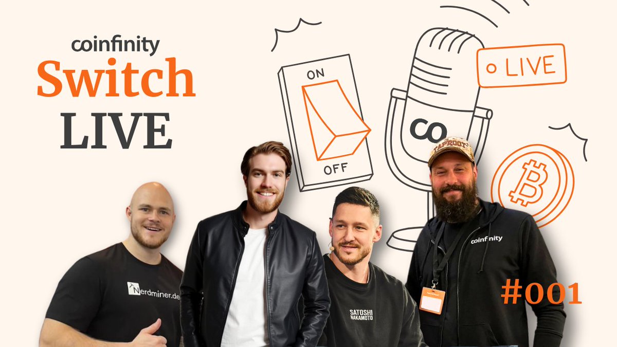 Coinfinity ⚡️ (@coinfinity) on Twitter photo 📺 Coinfinity Switch LIVE: Der Bitcoin-Feierabend. Einschalten zum Abschalten.
🔴 Heute in einer Woche ist Premiere: Am 19. Mai um 19:30 Uhr gehen wir LIVE auf YouTube – mit <a href="/coinjoined/">Coinjoined Chris ⚡</a>, <a href="/thiele_julius/">onebetterzero</a>, <a href="/fichte42/">Fichte42</a> & <a href="/fabthefoxx/">Fab 🦊</a>.
Diesmal geht’s um Verwahrung, 📺 Coinfinity Switch LIVE: Der Bitcoin-Feierabend. Einschalten zum Abschalten.
🔴 Heute in einer Woche ist Premiere: Am 19. Mai um 19:30 Uhr gehen wir LIVE auf YouTube – mit <a href="/coinjoined/">Coinjoined Chris ⚡</a>, <a href="/thiele_julius/">onebetterzero</a>, <a href="/fichte42/">Fichte42</a> & <a href="/fabthefoxx/">Fab 🦊</a>.
Diesmal geht’s um Verwahrung,