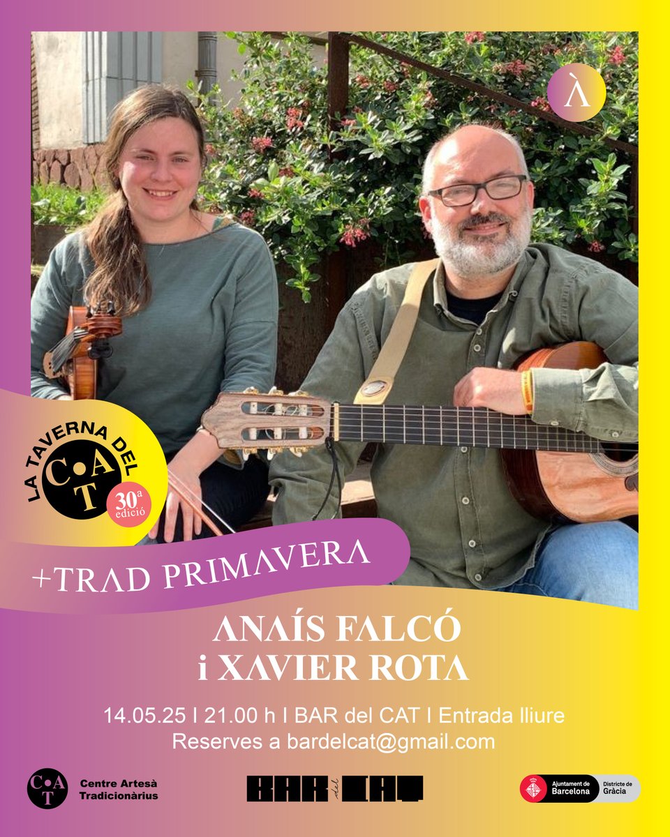 🎶 Aquesta setmana al CAT Tradicionàrius... música i llibres!  

✨ Dimecres 14 de maig – 21.00 h
🎤 La Taverna del CAT amb Xavi Rota i Anaís Falcó
📬 Reserva la teva taula a: bardelcat@gmail.com

tradicionarius.cat/ca/xavi-rota-i…