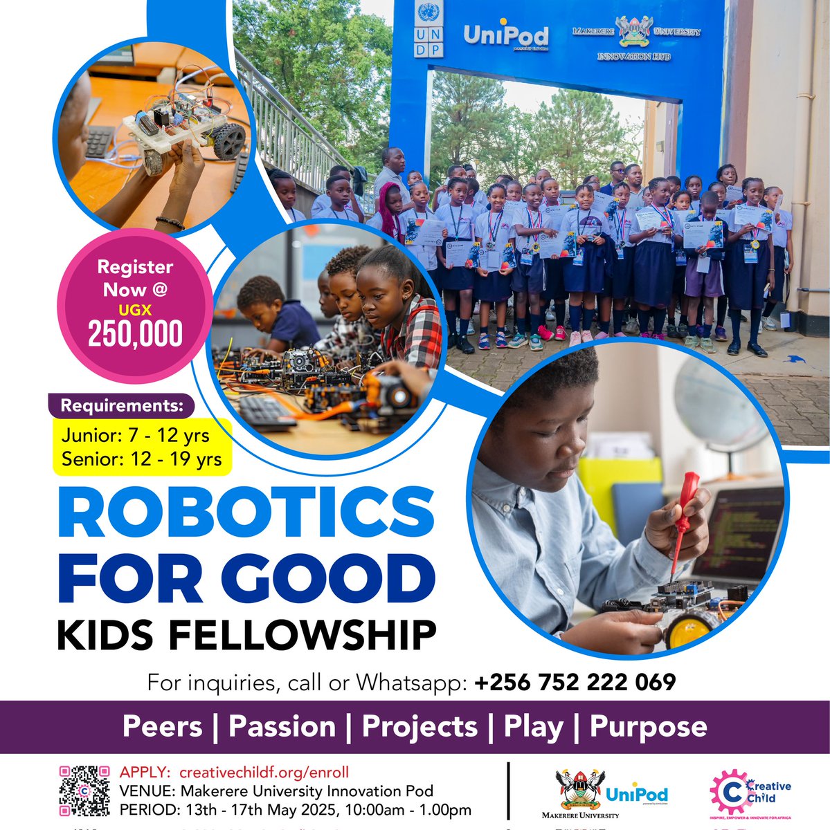 Holiday program for children! Join us for an exciting #Robotics &amp; #AI training program at Makerere University this May. Empower your child with cutting-edge skills to shape the future! Limited slots available. Register now==&gt; creativechildf.org/enroll