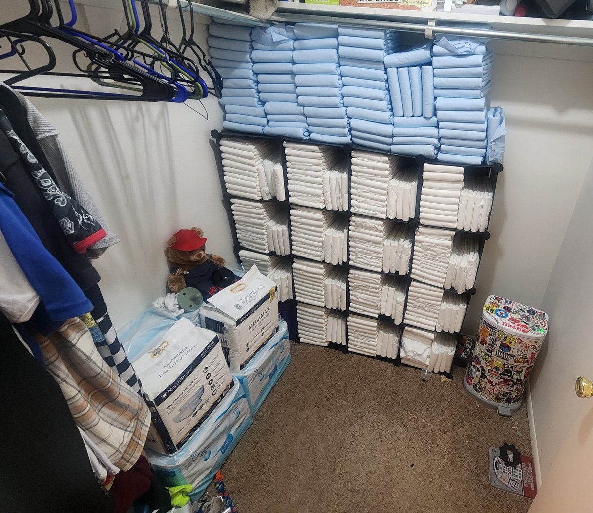 Sorry, it's not a meme, but I think this is the most diapers I've had on hand at one time, and I wanted to show it off. 😅. I'm pretty sure there's 350+ there.