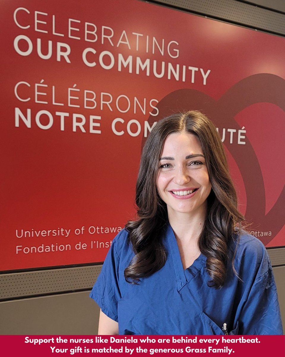Heart Institute FDN (@heartfdn) on Twitter photo “The best part is seeing patients transform—minutes after a procedure, they already feel better,” says Daniela, a <a href="/HeartInstitute/">Heart Institute</a> nurse.
This #NursingWeek, recognize nurses like Daniela. Your gift is matched by the Grass Family. ❤️
🔗 foundation.ottawaheart.ca/nursing-week/ “The best part is seeing patients transform—minutes after a procedure, they already feel better,” says Daniela, a <a href="/HeartInstitute/">Heart Institute</a> nurse.
This #NursingWeek, recognize nurses like Daniela. Your gift is matched by the Grass Family. ❤️
🔗 foundation.ottawaheart.ca/nursing-week/