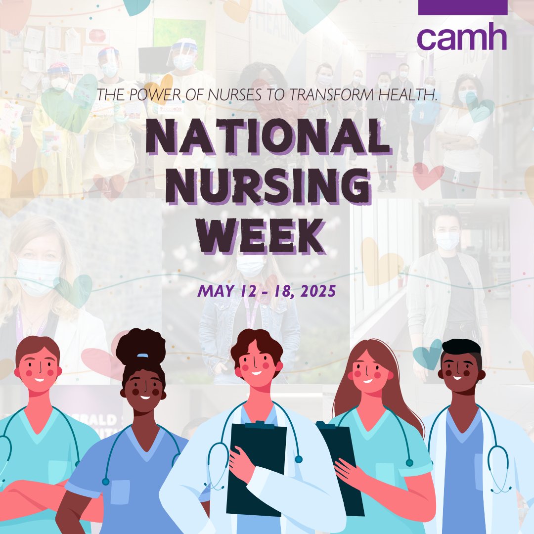 Happy #NursingWeek to all the extraordinary #nurses at CAMH and across #Canada. ⚕️👩‍⚕️👨‍⚕️

Nurses embody the vision of #MentalHealthIsHealth through their excellence, compassion &amp; dedication to providing the best possible patient care.

#CNA2025 #NursingWeek2025 #NationalNursingWeek
