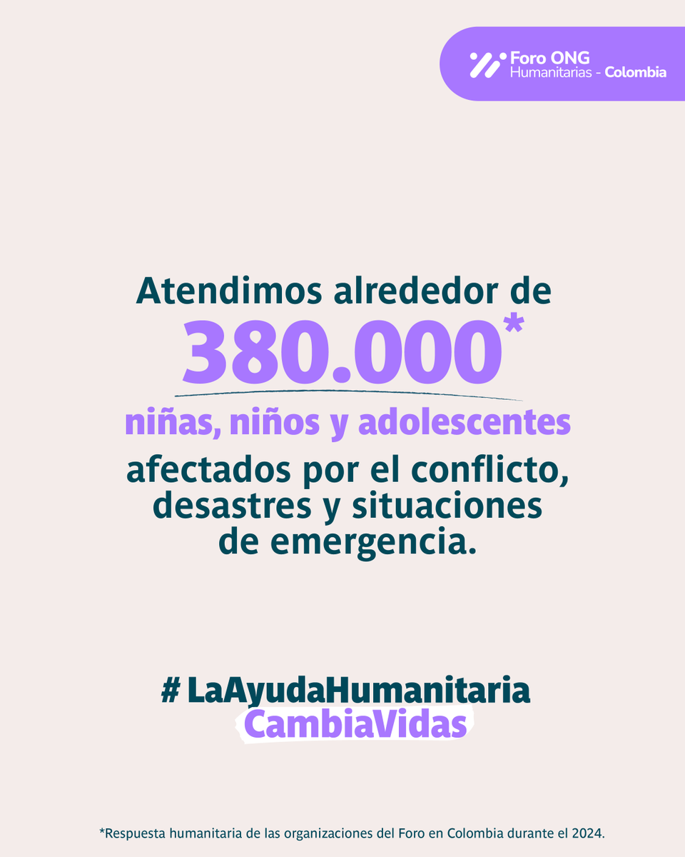 HumanitarianCol's tweet image. 🙌 Proteger la niñez hoy, es asegurar un futuro con más oportunidades, equidad y paz. 🕊️
Las organizaciones humanitarias brindamos protección, 🫂apoyo psicosocial, acceso a educación 📚 y atención médica para que los niñas, niños, y adolescentes crezcan en entornos seguros. 👏