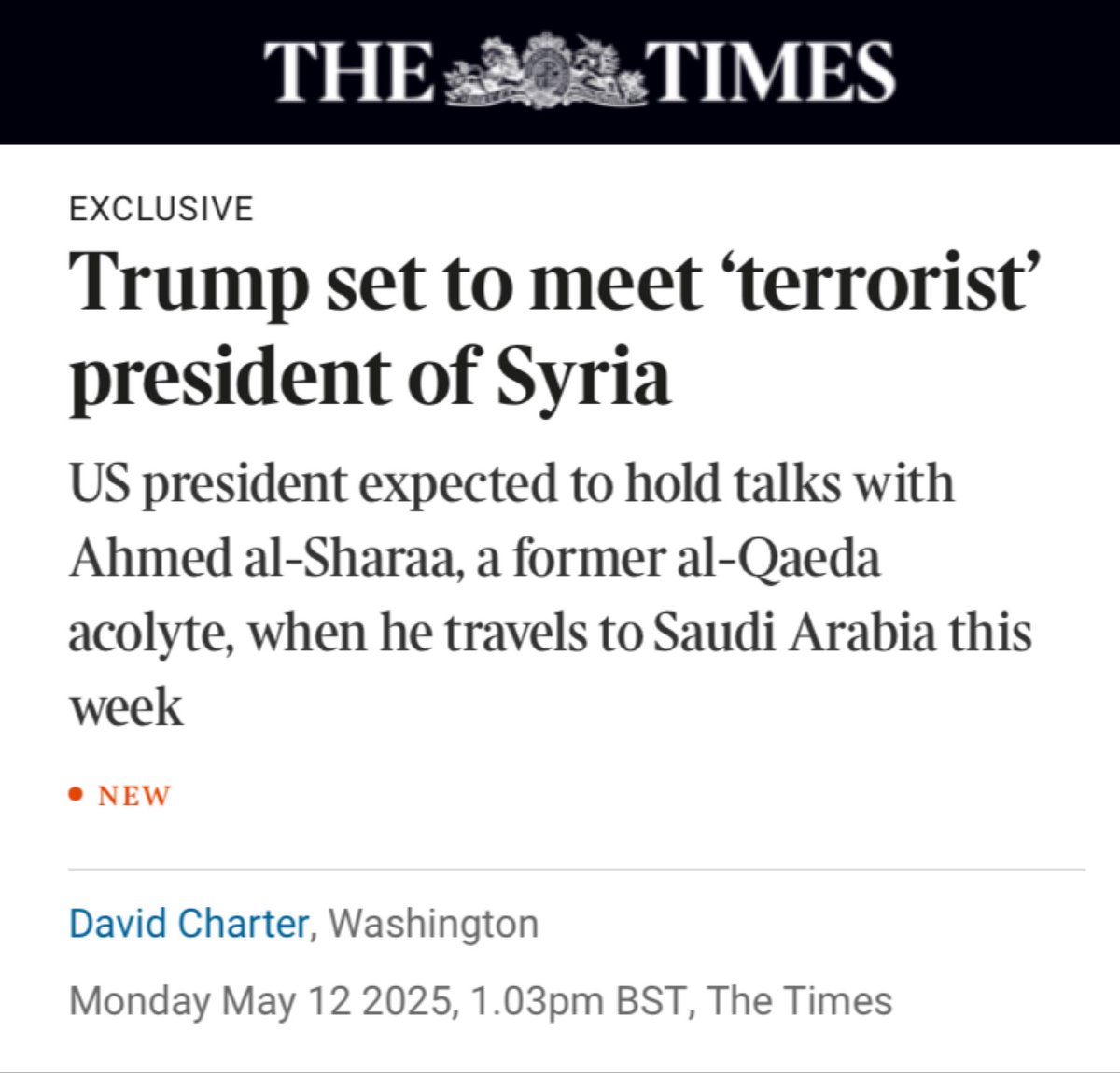 Joel Lawson (@joellawsondc) on Twitter photo MAGAs directed anger at Biden for allegedly normalizing Syrian ruler Ahmed al-Sharaa. Now, Trump is set to meet with al-Sharaa. โHowever, there appears to be a split among senior Trump advisers on the wisdom of the meetingโ reports <a href="/DavidCharter/">David Charter</a> <a href="/thetimes/">The Times and The Sunday Times</a>: thetimes.com/world/middle-eโฆ MAGAs directed anger at Biden for allegedly normalizing Syrian ruler Ahmed al-Sharaa. Now, Trump is set to meet with al-Sharaa. โHowever, there appears to be a split among senior Trump advisers on the wisdom of the meetingโ reports <a href="/DavidCharter/">David Charter</a> <a href="/thetimes/">The Times and The Sunday Times</a>: thetimes.com/world/middle-eโฆ