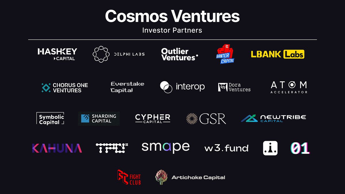 Reintroducing: Cosmos Ventures

After a successful pilot with top investor partners, we’re kicking off the next phase.

Our goal is to help early-stage projects in Cosmos connect with investors, exchanges, tokenomics experts, and more.

The Cosmoverse dealflow engine is back!
