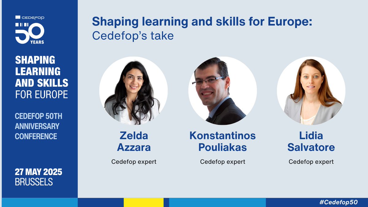 📍This is a reminder to mark 27 May in your calendars.

We continue with the line-up of topics and speakers. At the beginning, Cedefop experts will present our take on how we can further shape #learning and #skills for Europe. 

Join us in Brussels:  cedefop.europa.eu/en/events/shap…