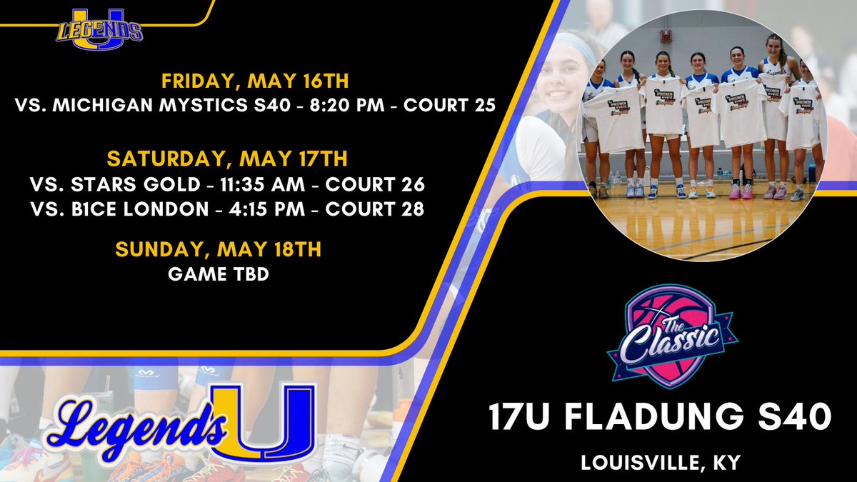 Legends U back on the road this weekend!

Check out the schedule for 17U S40 in Louisville at the Classic!

#BTA 🟨🟦