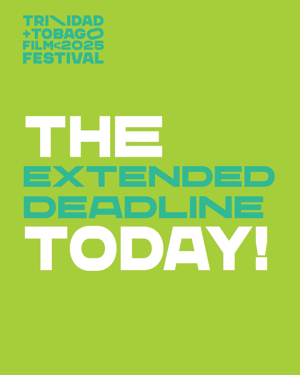 ⏰🚨 Filmmakers! TODAY IS THE FINAL DEADLINE FOR FILM SUBMISSIONS TO TTFF/25!! No film submissions will be accepted after MIDNIGHT AST TONIGHT!

📮ALL submissions must be made via Film Freeway here:
📷 filmfreeway.com/trinidadtobago…
#forward #ttfilmfestival #TTFF25