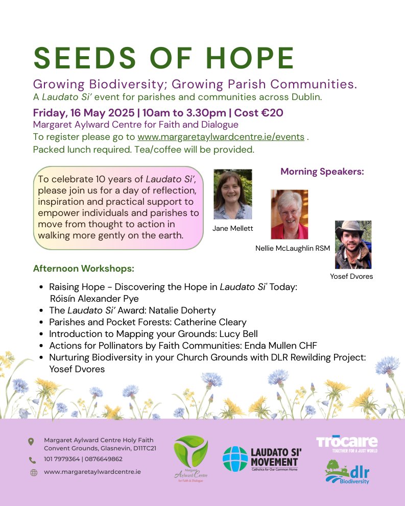 Laudato Si Ireland 🌍💚🌍💚 (@laudatosi_ire) on Twitter photo This Friday in <a href="/MACFD2/">Margaret Aylward Centre</a> join us for all things #Biodiversity & #ReturnToNature, "Seeds of Hope". Inputs, workshops on church grounds and nature, in a gorgeous setting. Please do share with your parishes / contacts as places are still available. #LaudatoSi
margaretaylwardcentre.ie/event/seeds-of… This Friday in <a href="/MACFD2/">Margaret Aylward Centre</a> join us for all things #Biodiversity & #ReturnToNature, "Seeds of Hope". Inputs, workshops on church grounds and nature, in a gorgeous setting. Please do share with your parishes / contacts as places are still available. #LaudatoSi
margaretaylwardcentre.ie/event/seeds-of…