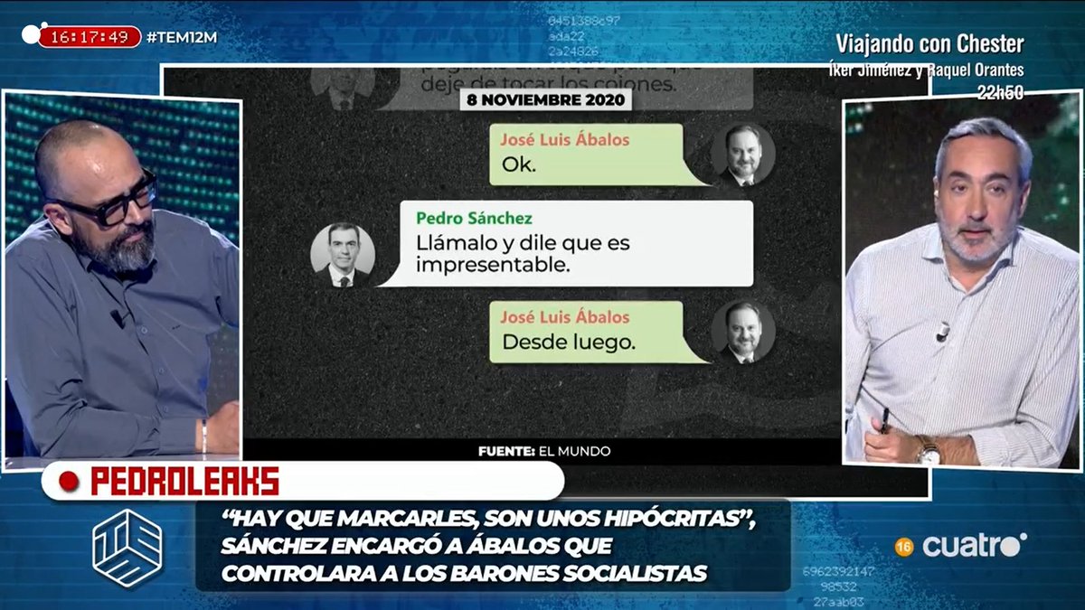 "Hay que marcarles, son unos hipócritas", Sánchez encargó a Ábalos que controlara a los barones socialistas

#TEM12M
cuatro.com/en-directo/