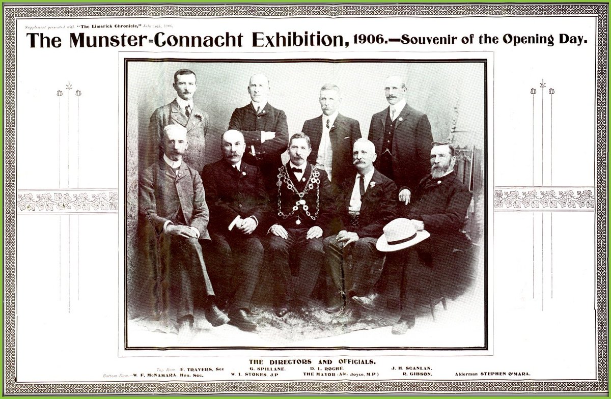 LimerickMuseum's tweet image. Today in 1906..  &quot;The Munster Connacht Exhibition 1906&quot;.  Souvenir of the Opening Day; Supplement to the &quot;Limerick Chronicle&quot; July 10th 1906. Includes a photo of the Directors and Officials.  #Limerick #OTD #exhibition #Munster #Connacht