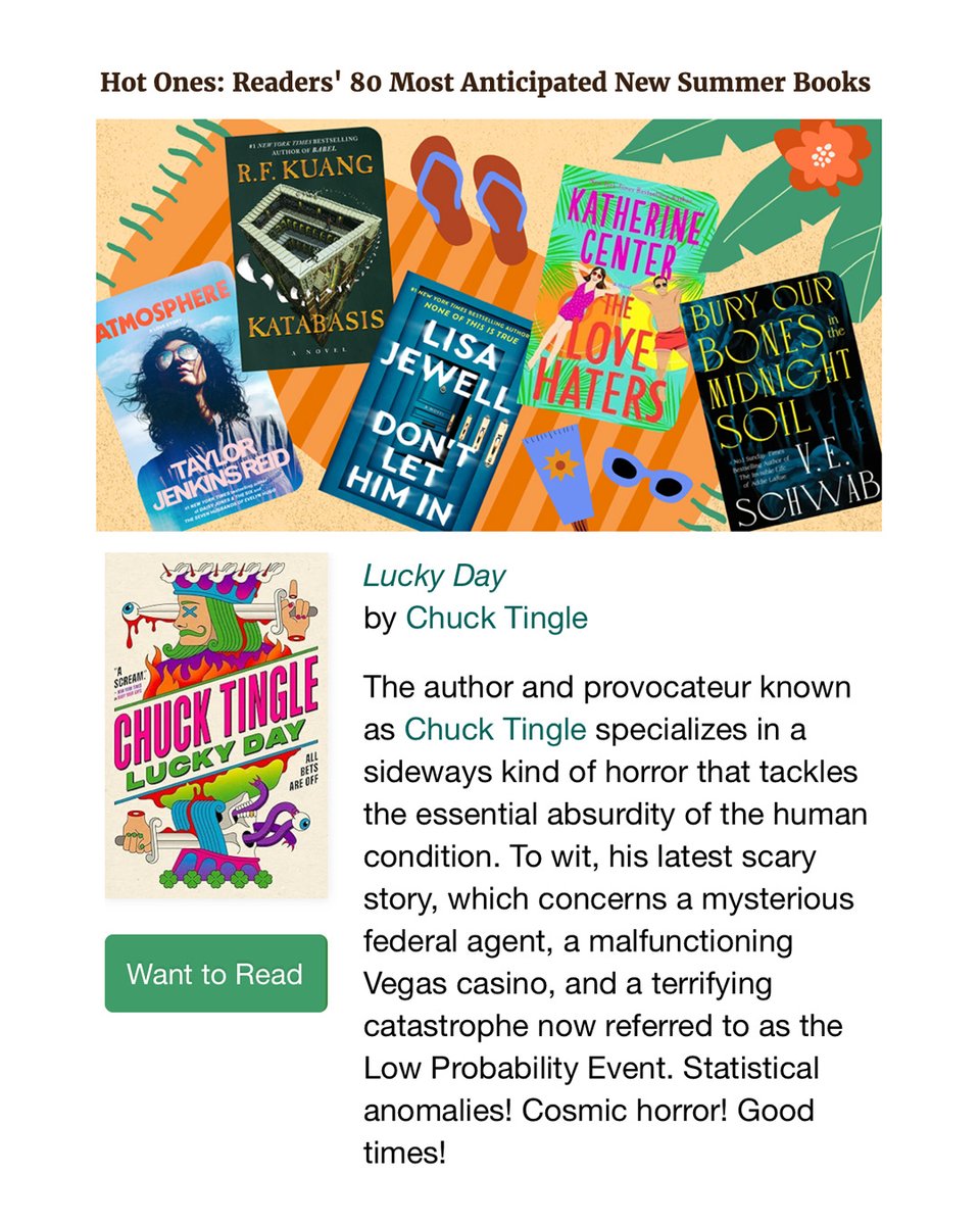 thank you GOODREADS for calling LUCKY DAY one of the most anticipated books of summer. LOVE IS REAL. list is here goodreads.com/blog/show/2922… and you can preorder lucky day here us.macmillan.com/books/97812503…