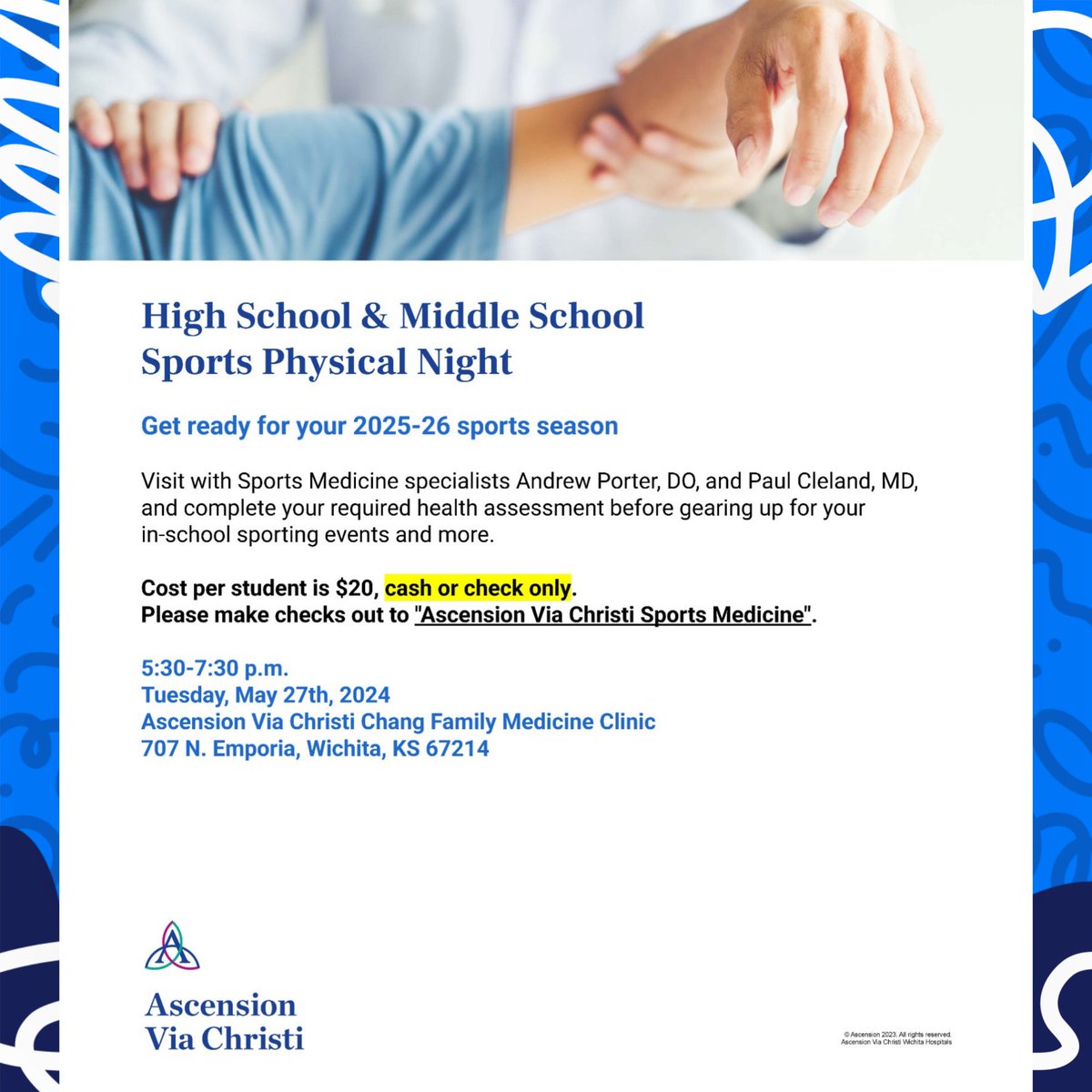 This is a great chance to get your Sports Physical for next year, May 27th,  Put it on your calendars and be there!! #GoBuffs