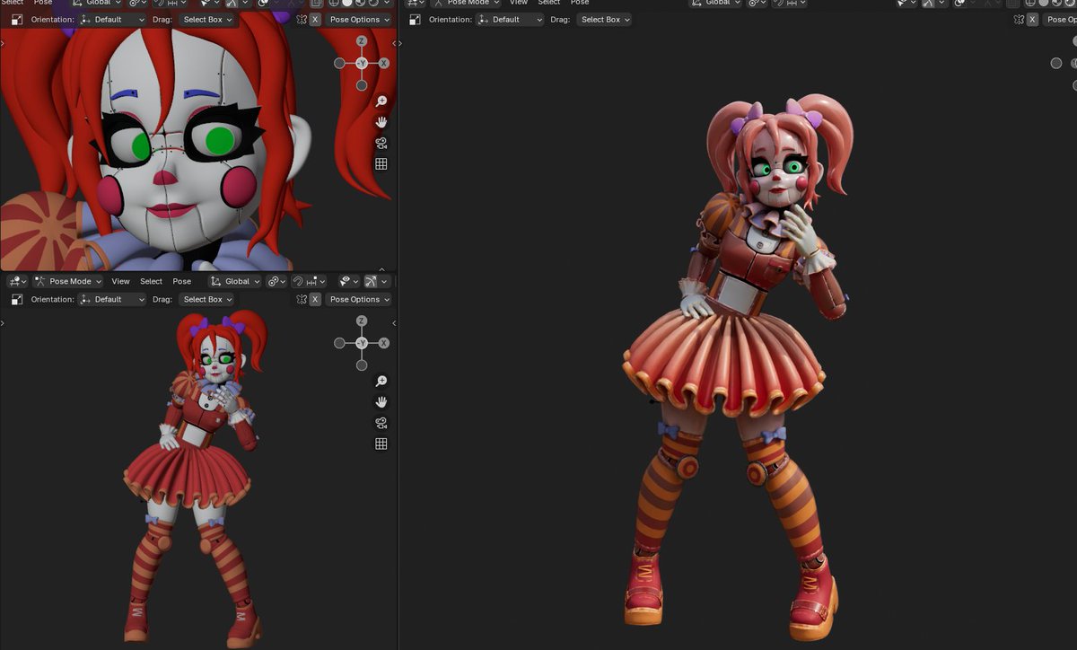 idkteam7's tweet image. Stylized Circus Baby
#FNAF #FNAFSL #blender3d