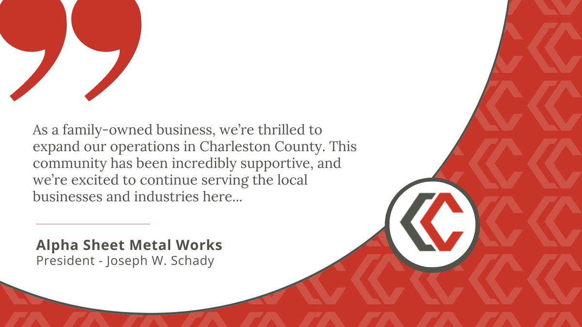 Congratulations to ALPHA SHEET METAL WORKS, INC. on its significant expansion of operations in Charleston County! This exciting announcement proudly kicks off 2025 #EconDevWeek.

Read more: bit.ly/42S2CGY

<a href="/SCcommerce/">SC Dept. of Commerce</a>, <a href="/NorthCharleston/">North Charleston</a> 
 
#cced #economicdevelopment