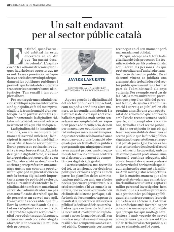 Associació Catalana d'Universitats Públiques (@acupcatalunya) on Twitter photo Ja pots llegir l'article: "Un salt endavant per al sector públic català", per <a href="/LafuenteUAB2024/">JavierLafuente2024</a> , rector de la <a href="/UABBarcelona/">Universitat Autònoma de Barcelona</a>, al <a href="/diariARA/">diariARA</a>.
👇
acup.cat/ca/sala-de-pre… Ja pots llegir l'article: "Un salt endavant per al sector públic català", per <a href="/LafuenteUAB2024/">JavierLafuente2024</a> , rector de la <a href="/UABBarcelona/">Universitat Autònoma de Barcelona</a>, al <a href="/diariARA/">diariARA</a>.
👇
acup.cat/ca/sala-de-pre…