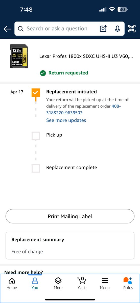 Hey <a href="/amazonIN/">Amazon India</a> <a href="/amazon/">Amazon</a> <a href="/AmazonHelp/">Amazon Help</a> 
I purchased a SD Card from your App but it was delivered in broken condition, same day i applied for a replacement request but it has been a month and i am
Still waiting for the product. No update on it 
This is Horrible Customer Service and a