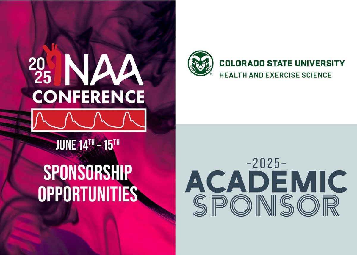 North American Artery Society (@naasociety) on Twitter photo Thank you to Colorado State State University - Health and Exercise Science <a href="/csuhes/">CSU Health and Exercise Science</a> for their Academic Sponsorship of the 2025 NAA Conference. Join them June 27-28, 2025 in Philadelphia, PA! Register today: naartery.org/naa-registrati… Thank you to Colorado State State University - Health and Exercise Science <a href="/csuhes/">CSU Health and Exercise Science</a> for their Academic Sponsorship of the 2025 NAA Conference. Join them June 27-28, 2025 in Philadelphia, PA! Register today: naartery.org/naa-registrati…