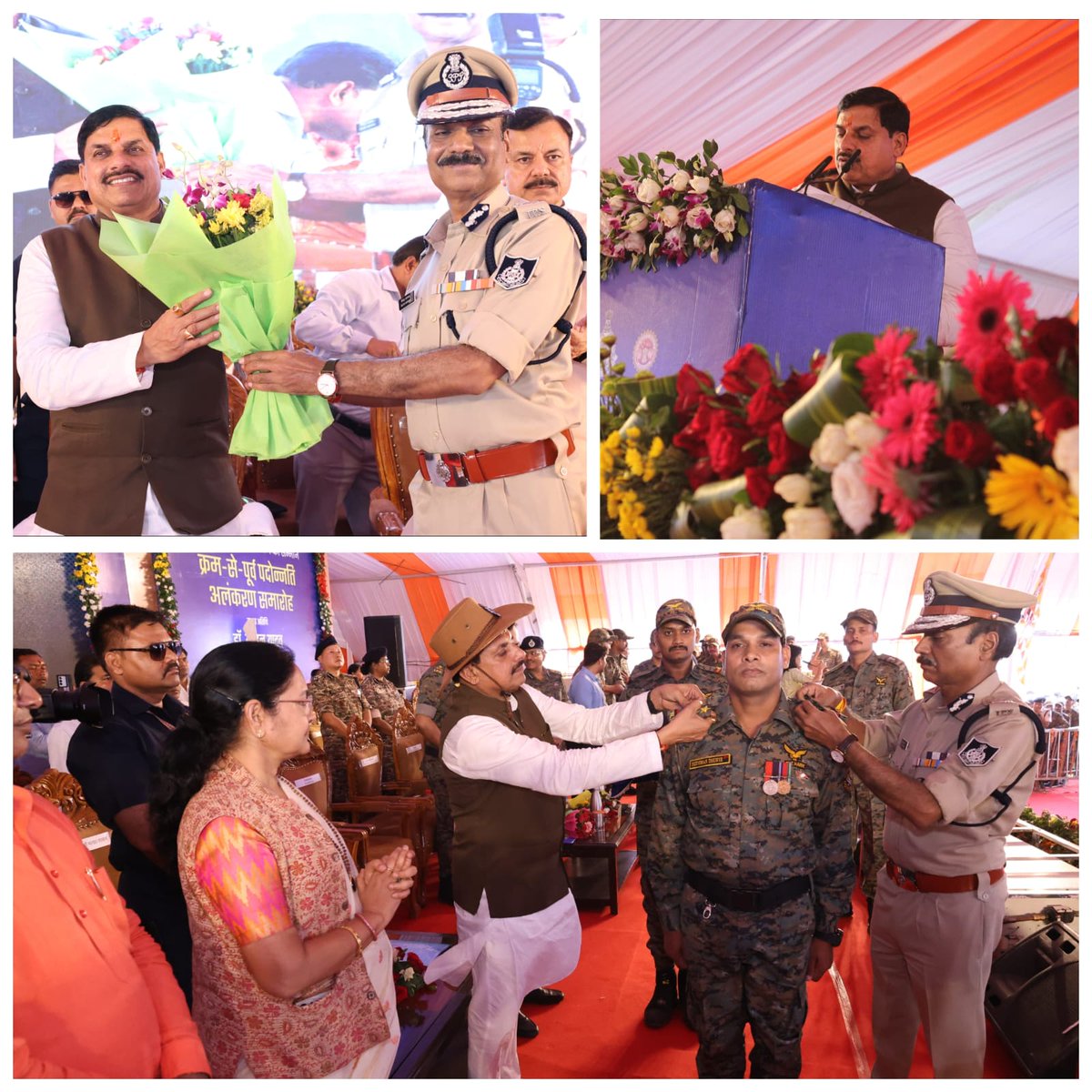 DGP_MP's tweet image. मध्यप्रदेश पुलिस के वीरों ने नक्सल उन्मूलन में साहस की गौरवशाली परंपरा को आगे बढ़ाया — 64 जांबाज़ों को अद्वितीय शौर्य के लिए क्रम से पूर्व पदोन्नति का गौरव प्राप्त हुआ।

#MPPolice #PrideOfMP