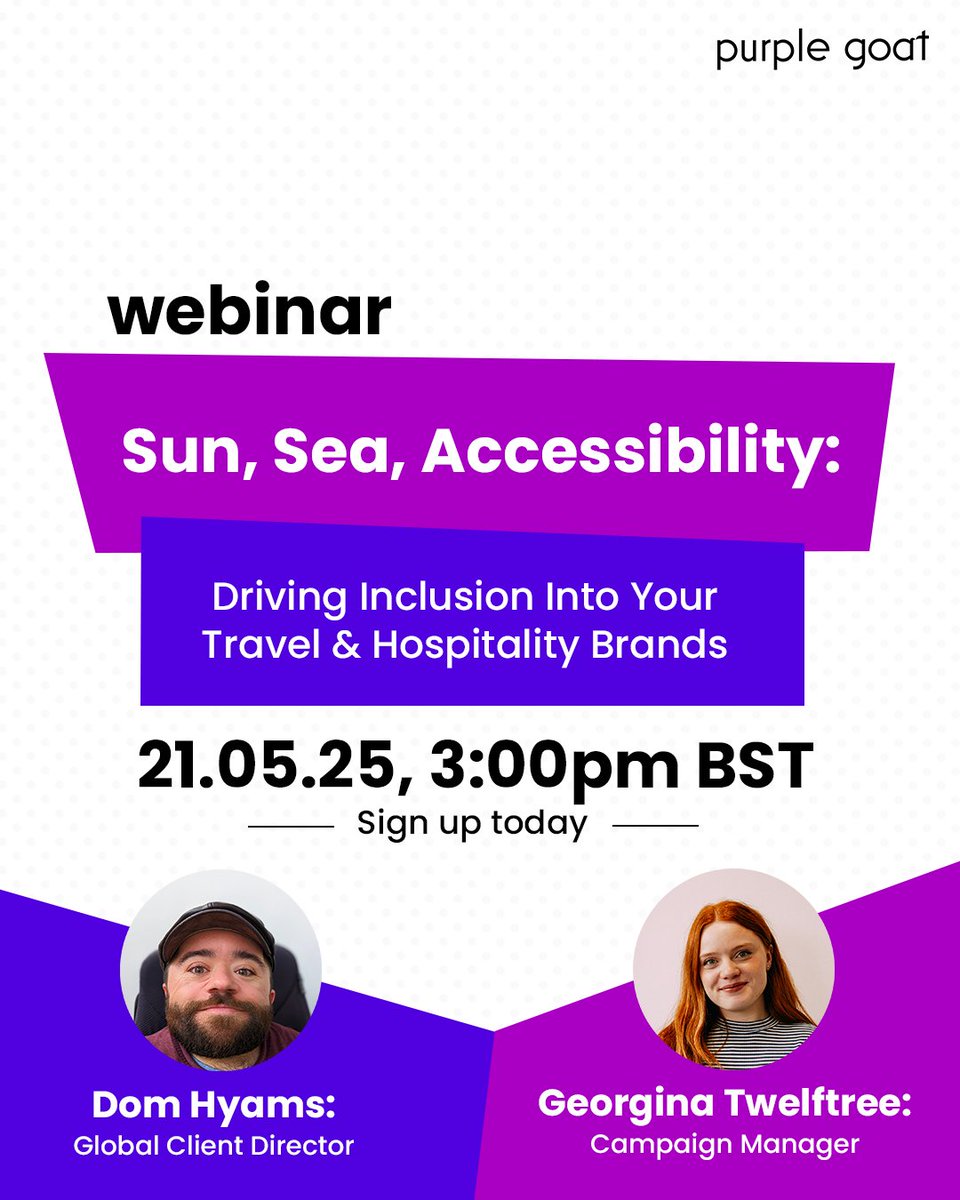 Sun, Sea &amp; Accessibility - a better experience for *everyone* in travel ✈️

We’re hosting a webinar for travel &amp; hospitality brands who are ready to move beyond good intentions and start building genuinely inclusive experiences!

Sign Up Today:
forms.gle/GngHmRtM2Q59j2…