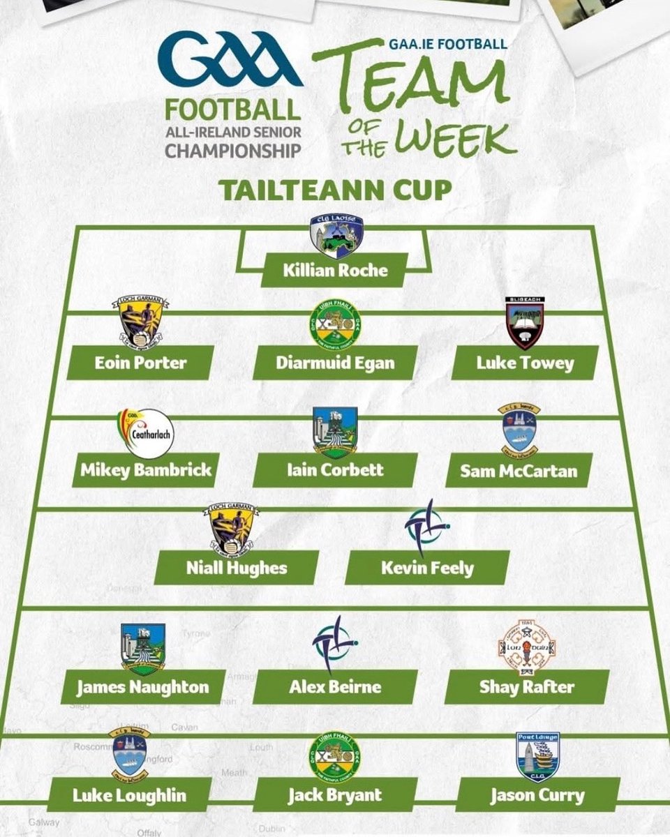 Congratulations to Kevin Feely and Alex Beirne as they have made the Tailteann Cup team of the week. 

<a href="/ATHYGFC/">ATHYGFC</a>  <a href="/NaasGAA/">Naas GAA Club</a>