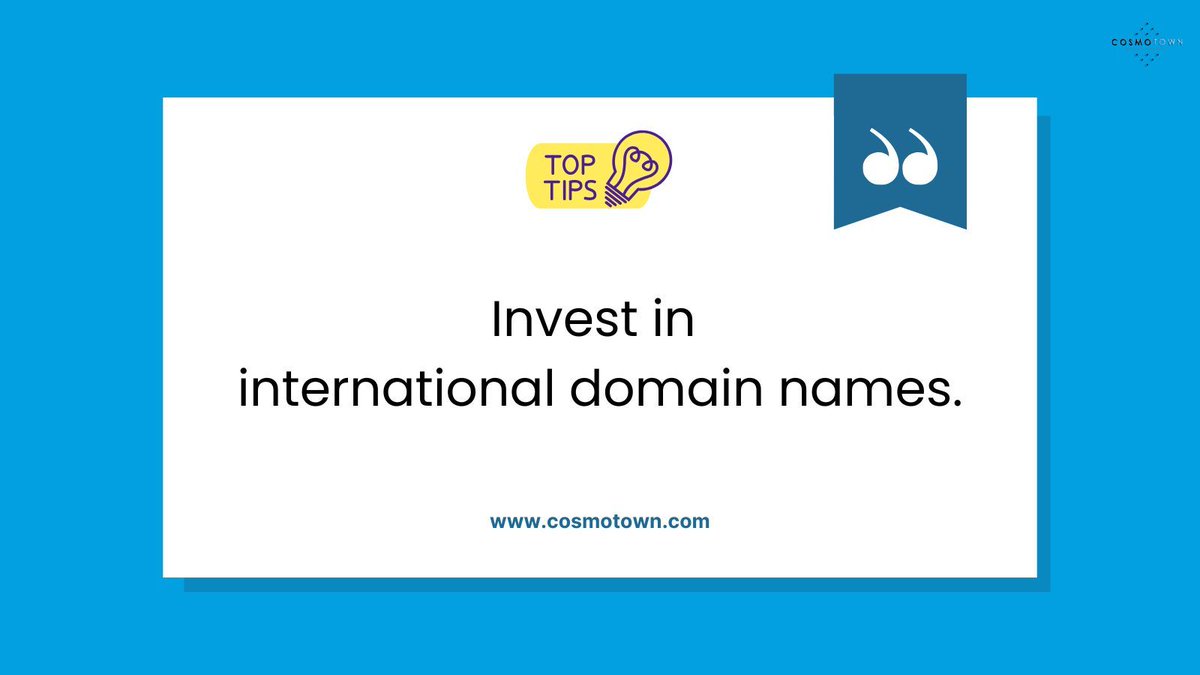 The global market offers diverse opportunities. Expand your horizons.

#cosmotowntips #MondayMotivation #Domains #domainnames