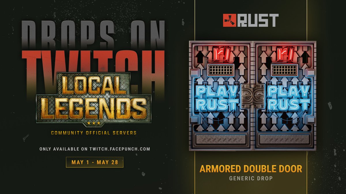 Our Local Legends event is live on Twitch! 🖥️🎮💧
Be sure to sync your accounts correctly, so you don't miss any Drops!

twitch.facepunch.com