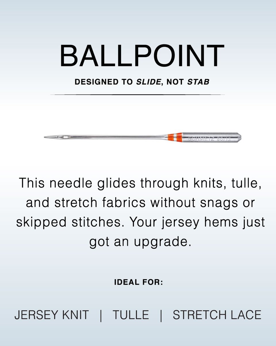 Mood_Fabrics's tweet image. 🪡 Not all needles are created equal—choose the right one for the job!

Upgrade your stitch game and protect your fabric with precision.

#SewingNeedles #SewingTools #MoodFabrics #SewFromScratch #NeedleGuide #SewingTips #SewingEducation #MadeWithMood
