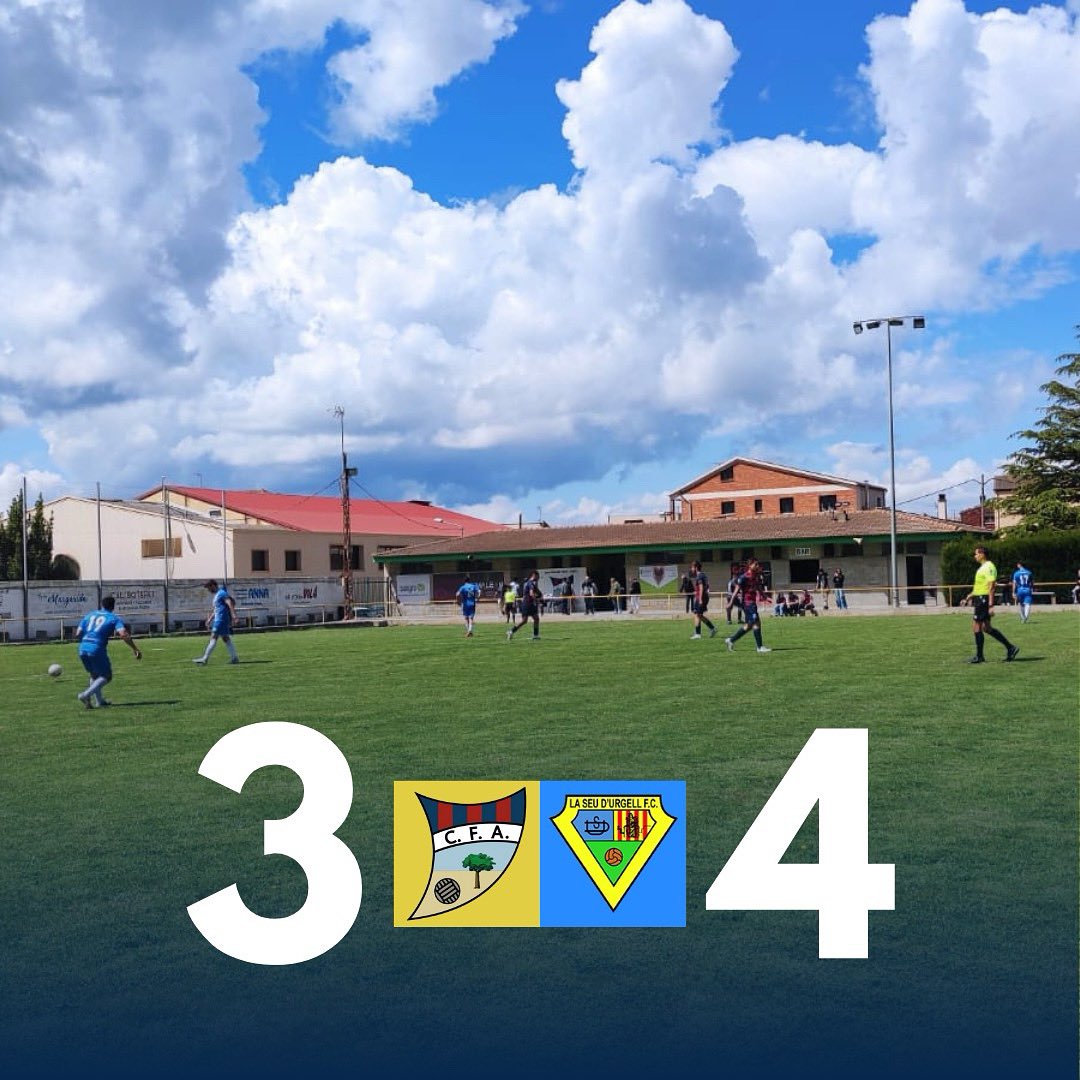 La Seu d'Urgell F.C. (@fclaseu) on Twitter photo JORNADA 29 ⚽🏆
@cflalbi 3️⃣ - 4️⃣ La Seu FC
El resultat de moda!
Victòria en l’aperitiu del clàssic que ens serveix per certificar un any més, i ja en seran 5, la permanència a Segona Catalana. Som-hi blaus! 💙
Gols: Aleix (2), Raya, Jan JORNADA 29 ⚽🏆
@cflalbi 3️⃣ - 4️⃣ La Seu FC
El resultat de moda!
Victòria en l’aperitiu del clàssic que ens serveix per certificar un any més, i ja en seran 5, la permanència a Segona Catalana. Som-hi blaus! 💙
Gols: Aleix (2), Raya, Jan