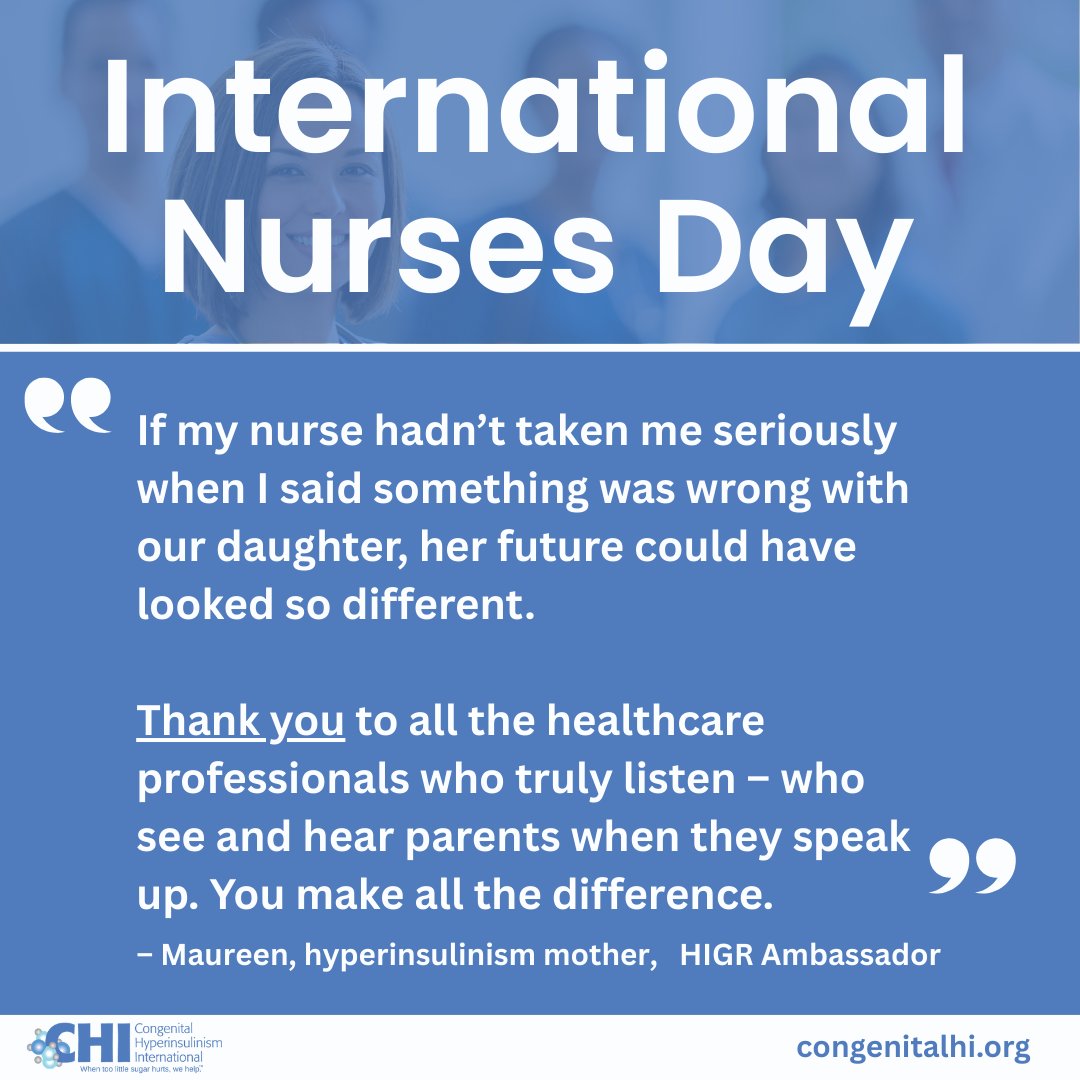 It’s International Nurses Day! 🧑‍⚕️🌎️💙 Thank you to all the hardworking nurses across the globe. The work of the nursing community is deeply appreciated not only today but every day. 

#hyperinsulinism #raredisease #congenitalhyperinsulinism #hypoglycemia #nursesday