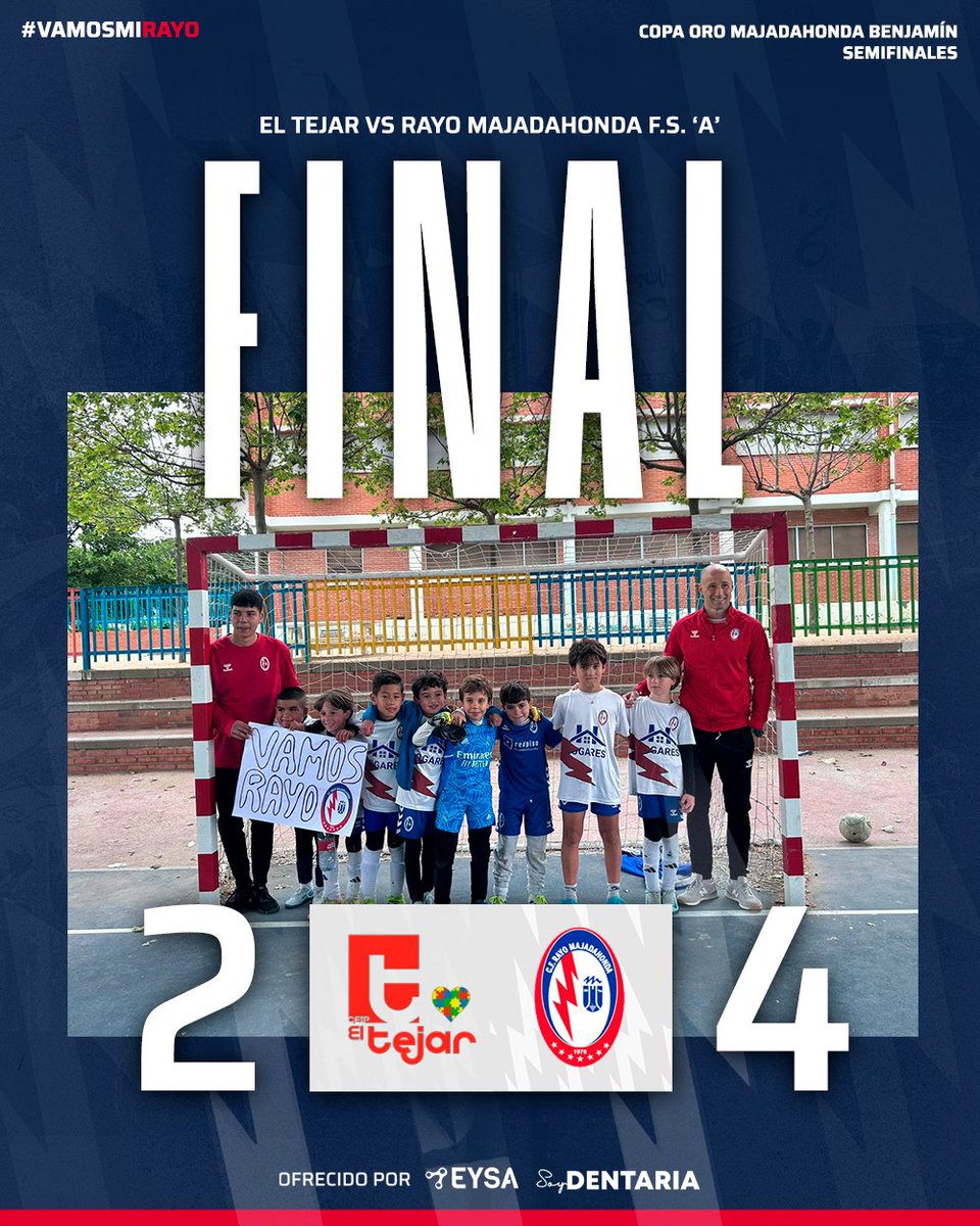 ℹ️ ¡Victoria de nuestro Benjamín A en las Semifinales de la Copa Oro! Nuestros minimajos vencieron por 4-2 a El Tejar y este sábado disputarán la final.

#vamosmirayo⚡️⚪️🔵🔴