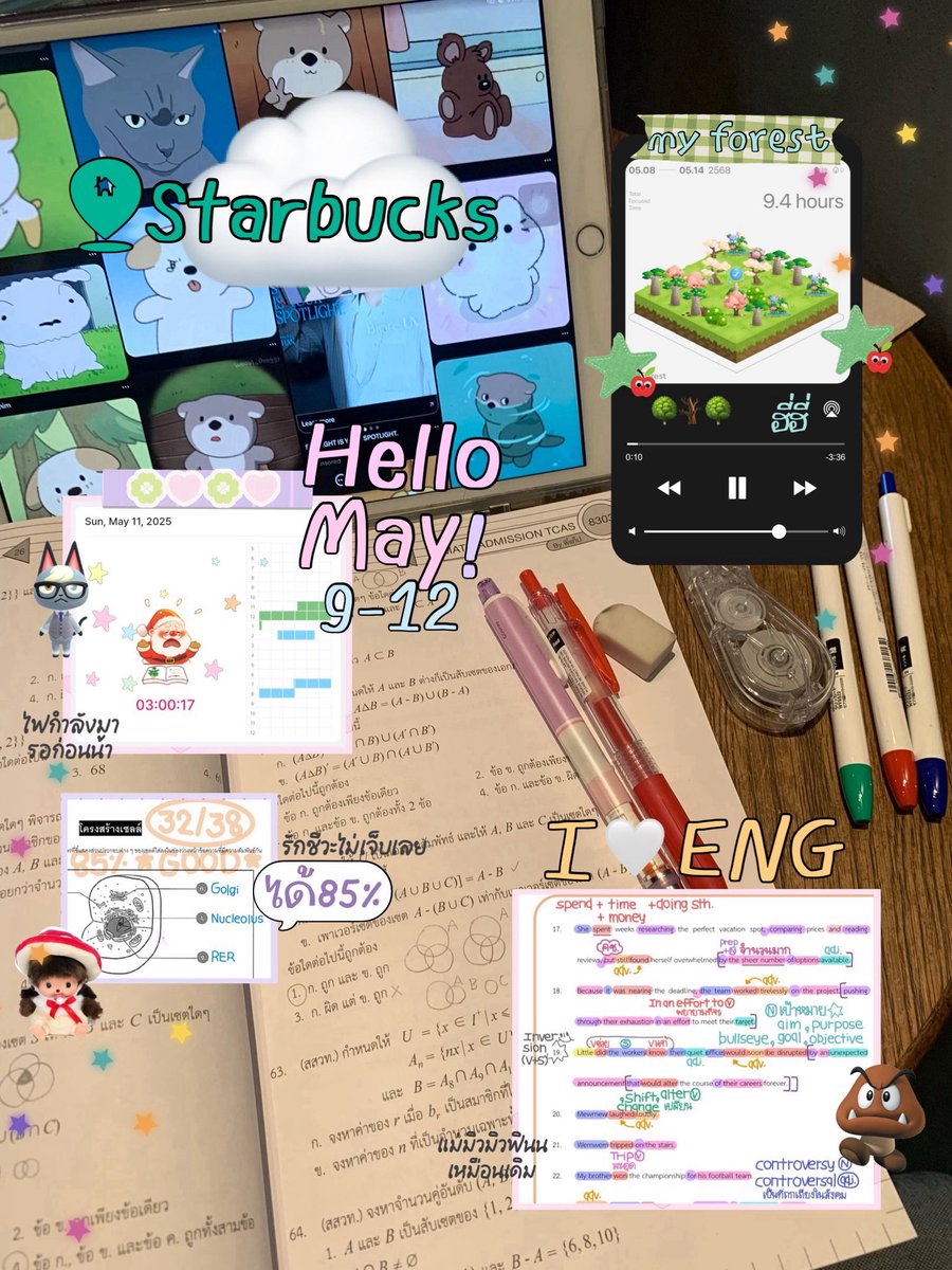 imyourp0pyluw's tweet image. * D-34,37 ✩ 9-12 May 25 ˙ 𐙚 ˖ ·🍮🤏🏻

     (🛁) #imyourp0pydir 🧘🏻‍♀️

💬จบโครงสร้างเซลล์แล้วค้าบ˚☕️🐠*  เหลือทำสรุปก้จะไปบทถัดไปแร้ว😻 ช่วงนิ้วลุยคณิตกับชีวะ ส่วนอังกฤษจดฉ่ำบุ้สๆๆ ฝนตกดูแลตัวเองกันด้วยน้าคั้บ𓍯𓂃
𓆛 ゚ Bio : เนื้อหา+โจทย์ เซลล์ 100%✅
𓆛 ゚ Math : ตรรกศาสตร์ 80%✔️