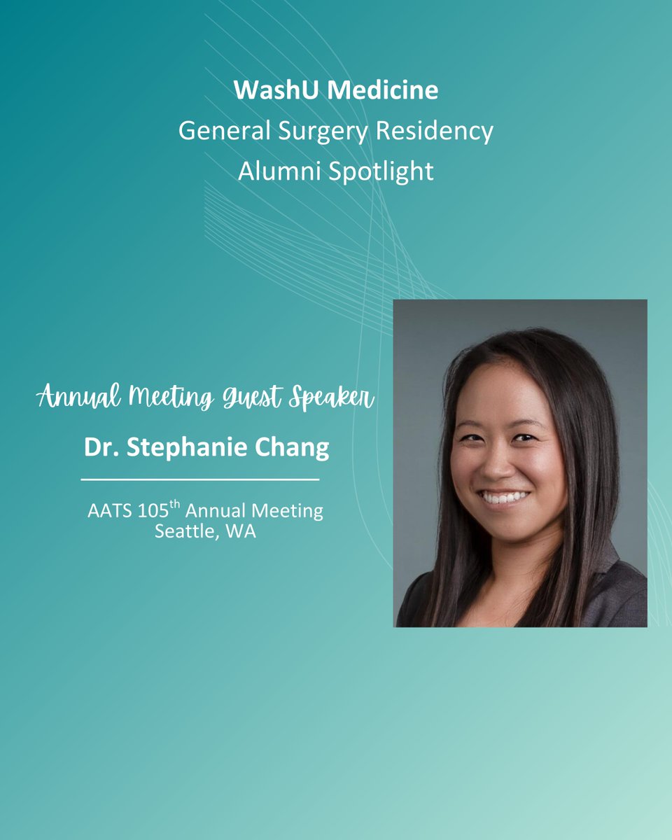 Quick GS Res alumnus flex ✨ Dr. Stephanie Chang gave an outstanding presentation as a guest speaker at the AATS 105th Annual Meeting in Seattle! She delivered the plenary session. We'll continue to cheer her on as she advances the future of cardiothoracic surgery! #WashUMedicine