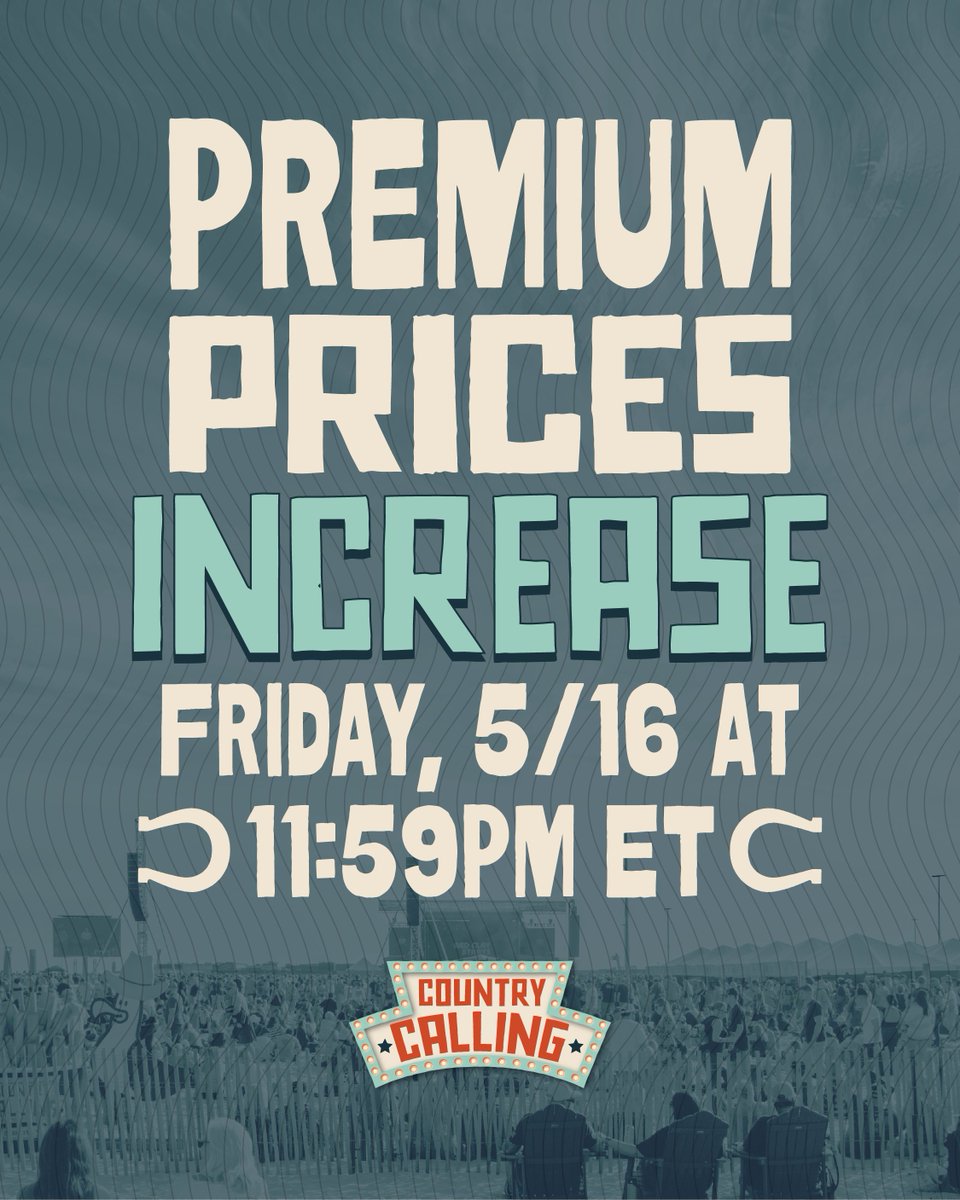 ctrycallingfest's tweet image. GA+, VIP, & Platinum prices increase Friday, 5/16—get the perks without the price bump! countrycallingfestival.com/tickets