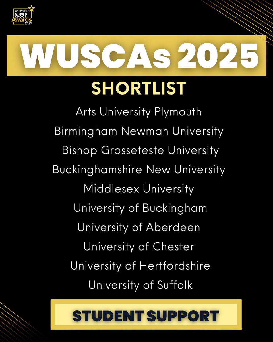 🥁 The wait is over! Meet the amazing unis up for Student Support of the Year 💙👑 Their dedication to student wellbeing is unmatched! Who gets your vote? 🔥
Sneak peek here 👉 bit.ly/43967aR
#WUSCAs2025 #StudentSupport #WhatUni #WUSCA