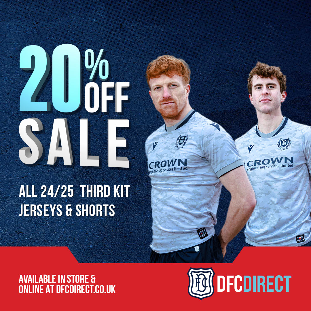 Match the Look with 20% OFF Third Kit!

The team’s wearing the Third Kit on Sunday in Perth… and now YOU can too - with 20% OFF! 👕

🛍 Buy now: dfcdirect.co.uk/collections/cl… 

£5 from every shirt sold goes straight to <a href="/SSAFA/">SSAFA</a>, the Armed Forces charity. 

#Dundee1893 #DFCDirect #SSAFA