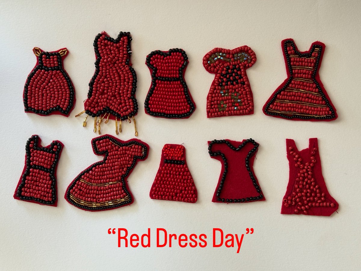 Grade 11 crafts learned how to bead and then designed these beautiful beaded dresses to commemorate “Red Dress Day” #reddressday <a href="/MPSJ_TCDSB/">Michael Power/St. Joseph High School</a> <a href="/TCDSB/">Toronto Catholic District School Board</a> <a href="/TcdsbA/">TCDSBAllArts</a>
