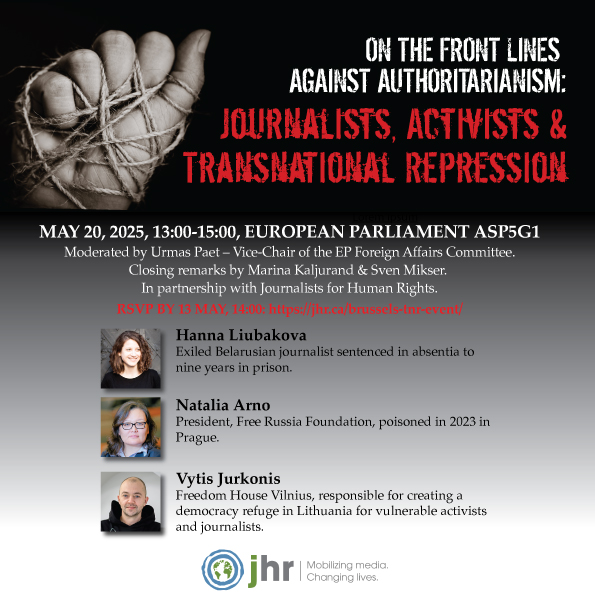 SEMINAR IN BELGIUM:

Transnational repression is no longer covert. It is happening in plain sight.

Hear first-hand testimony from journalists and activists in exile, who have survived persecution by the Putin and Lukashenka authoritarian regimes at the upcoming high-level