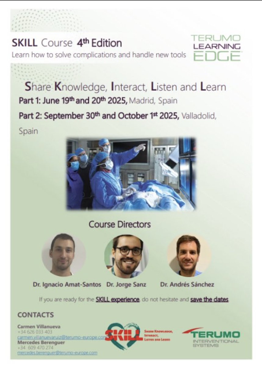 Jorge Sanz Sánchez (@sjorge4) on Twitter photo 4th Edition of the SKILL course!! Deep dive in materials and techniques for coronary interventions based on hands-on simulations
<a href="/ignamatsant/">Ignacio J. Amat</a> <a href="/AsanperHVS/">Andres Sanchez Perez</a> 4th Edition of the SKILL course!! Deep dive in materials and techniques for coronary interventions based on hands-on simulations
<a href="/ignamatsant/">Ignacio J. Amat</a> <a href="/AsanperHVS/">Andres Sanchez Perez</a>