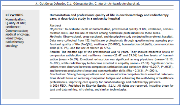 Journal of Healthcare Quality Research (@jhealthqualityr) on Twitter photo 📰 Humanization and prof. quality of life in oncohematology and radiotherapy care...
✏️Original by A Gutierrez Delgado <a href="/JHealthQualityR/">Journal of Healthcare Quality Research</a> #RevistaSECA #JHQR
👉 bit.ly/4d1TXFs
✅ #QualityHealthcare #Humanization #QualityOfLife #MedicalOncology #RadiotherapyOncology 📰 Humanization and prof. quality of life in oncohematology and radiotherapy care...
✏️Original by A Gutierrez Delgado <a href="/JHealthQualityR/">Journal of Healthcare Quality Research</a> #RevistaSECA #JHQR
👉 bit.ly/4d1TXFs
✅ #QualityHealthcare #Humanization #QualityOfLife #MedicalOncology #RadiotherapyOncology