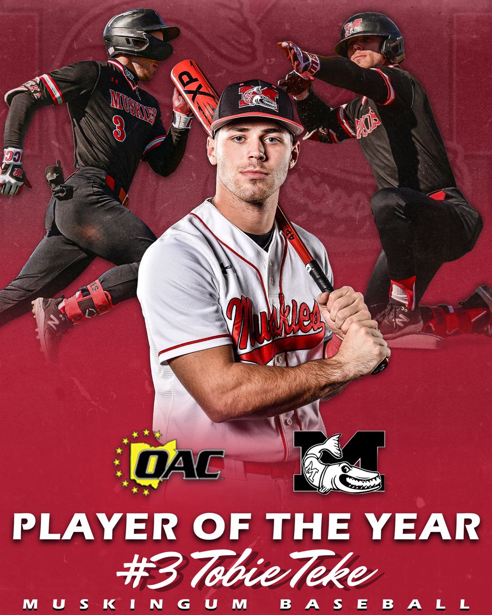 FightingMuskies's tweet image. The Ohio Athletic Conference has named senior outfielder Tobie Teke the 2025 OAC Player of the Year, recognizing his outstanding season. Teke, along with senior first baseman Weston Melick and junior second baseman Sam Palmieri, earned First Team All-OAC honors. On the mound,…