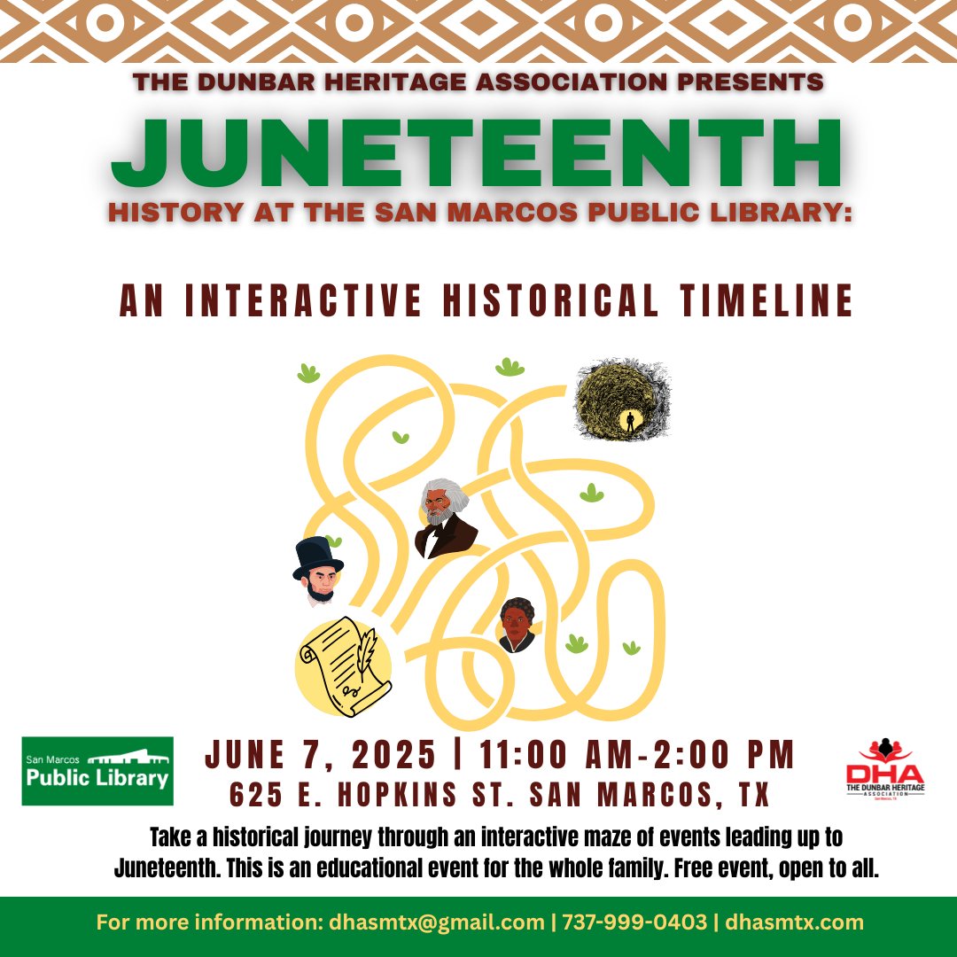 What is Juneteenth? Not sure? Come learn about this rich, Black American tradition at the San Marcos Public Library on June 7, 2025!
