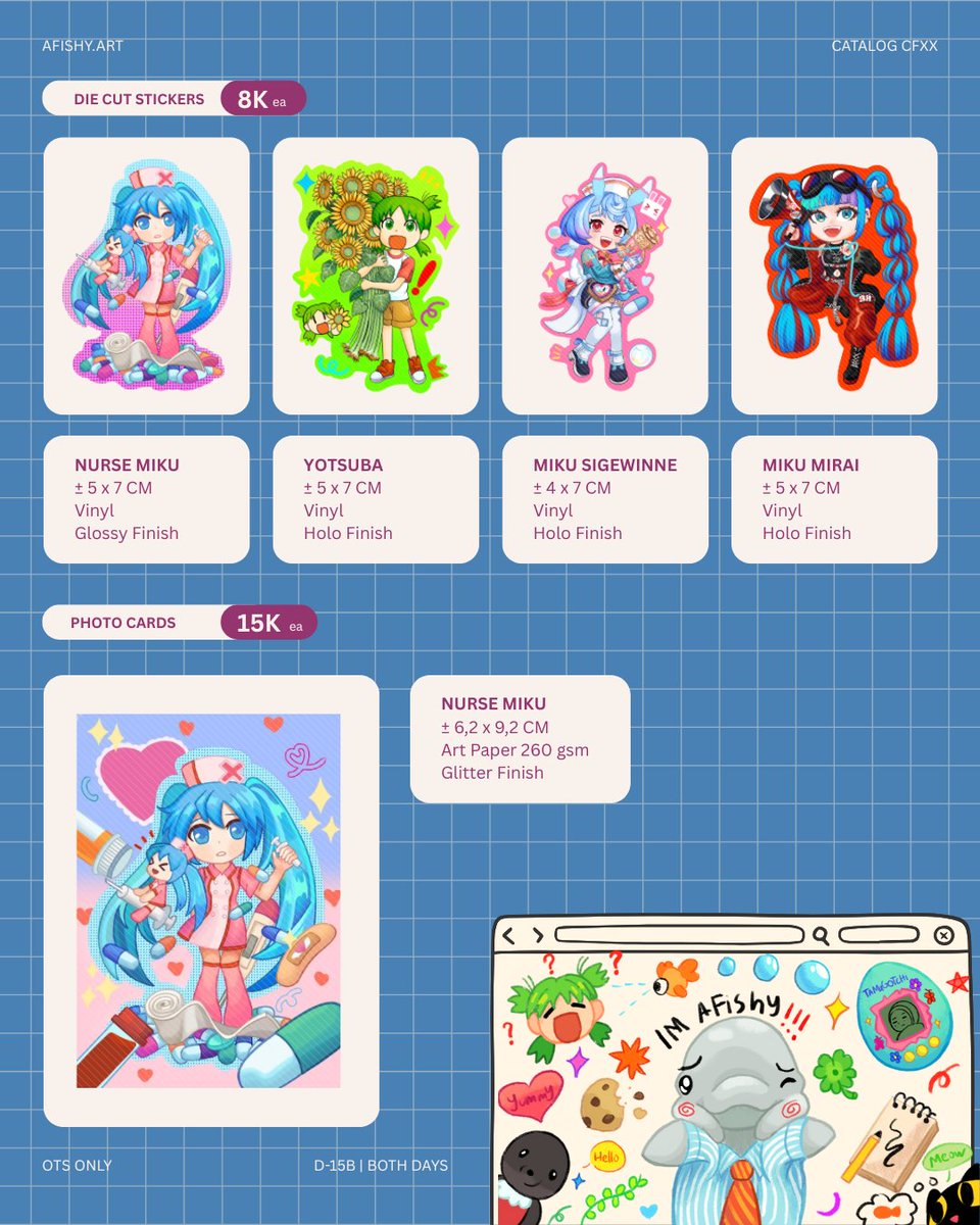 floskattArtLab's tweet photo. (4/4)

🤩 we’d really appreciate your support in sharing this:3
#ComifuroXX #CFXXcatalog #CFXXcatalogue #floskattCatalogue #fish #Miku #yotsuba https://t.co/AxjfBeHh8y