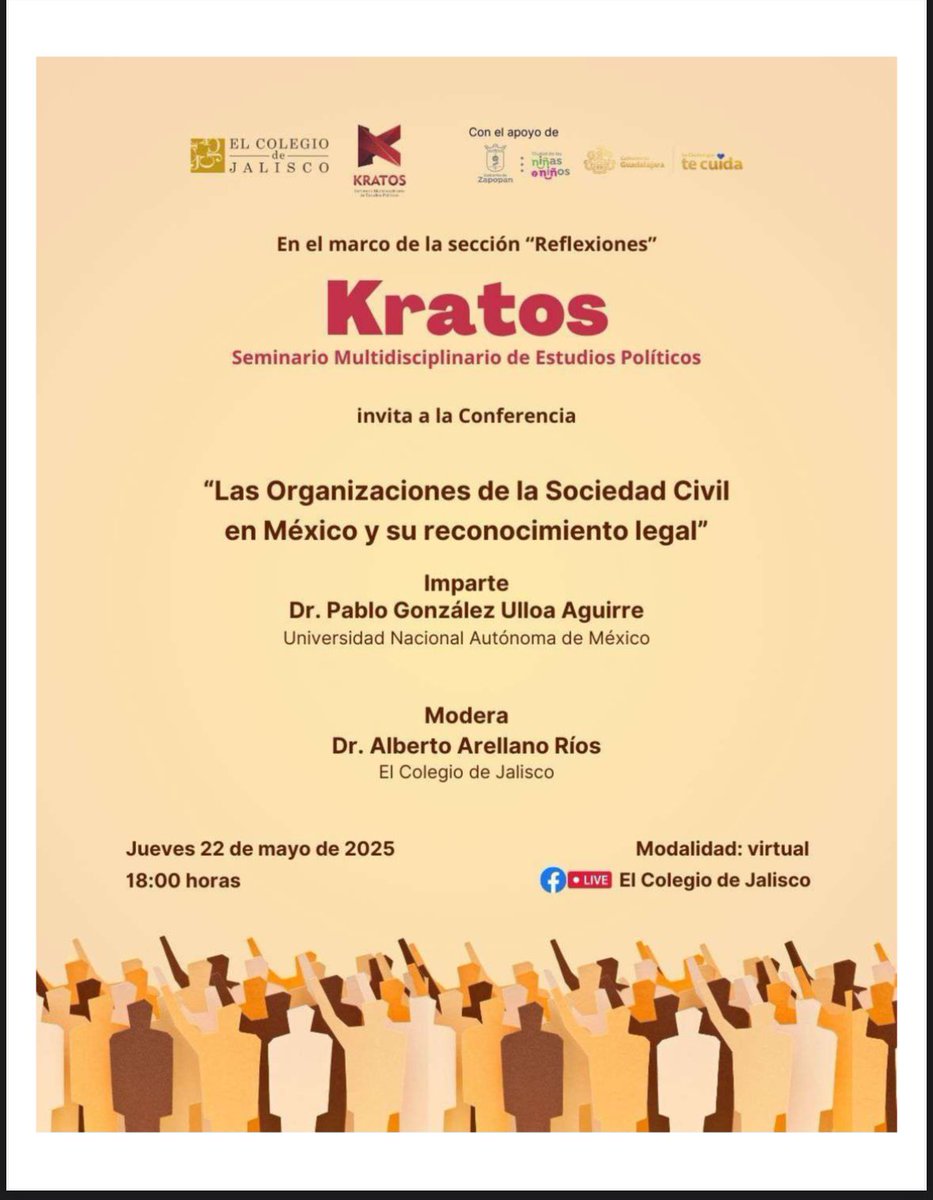No te pierdas la conferencia del Dr. Pablo González Ulloa <a href="/elblopa/">Pablo González Ulloa</a> sobre las OSC en México y su reconocimiento legal. 🤓

💻 Conéctate al live de Facebook de El Colegio de Jalisco el próximo jueves 22 de mayo a las 18:00 hrs.