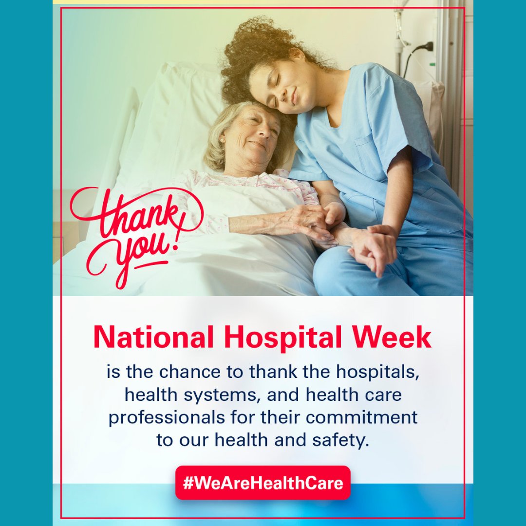 It's National Hospital Week! Thank you to all who work in, manage or support hospitals! We respect and appreciate all of the hard work that goes into providing safe, quality care for patients. Celebrate with us using #WeAreHealthCare! #stanfordmedicine