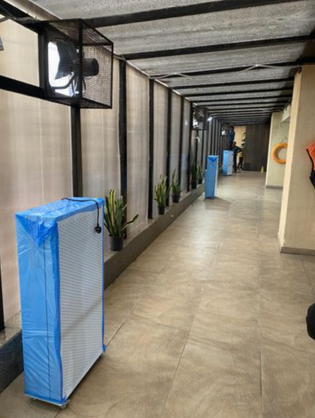 Photo from Smart Air India, after installing 5 Blast air purifiers in a Gurugram school's indoor swimming pool.
