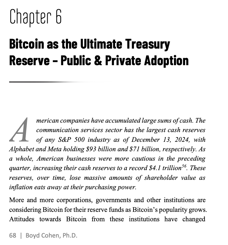 Highly recommend Boyd's new book on Bitcoin. First book addressing Bitcoin as a treasury asset?