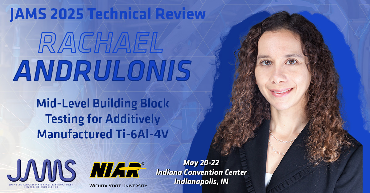 Meet Rachael Andrulonis, the director of Advanced Materials Research at NIAR. Rachael leads applied research programs in advanced materials focusing on high temperature composites. Learn more from her work at the JAMS 2025 Technical Review!
wichita.edu/industry_and_d…