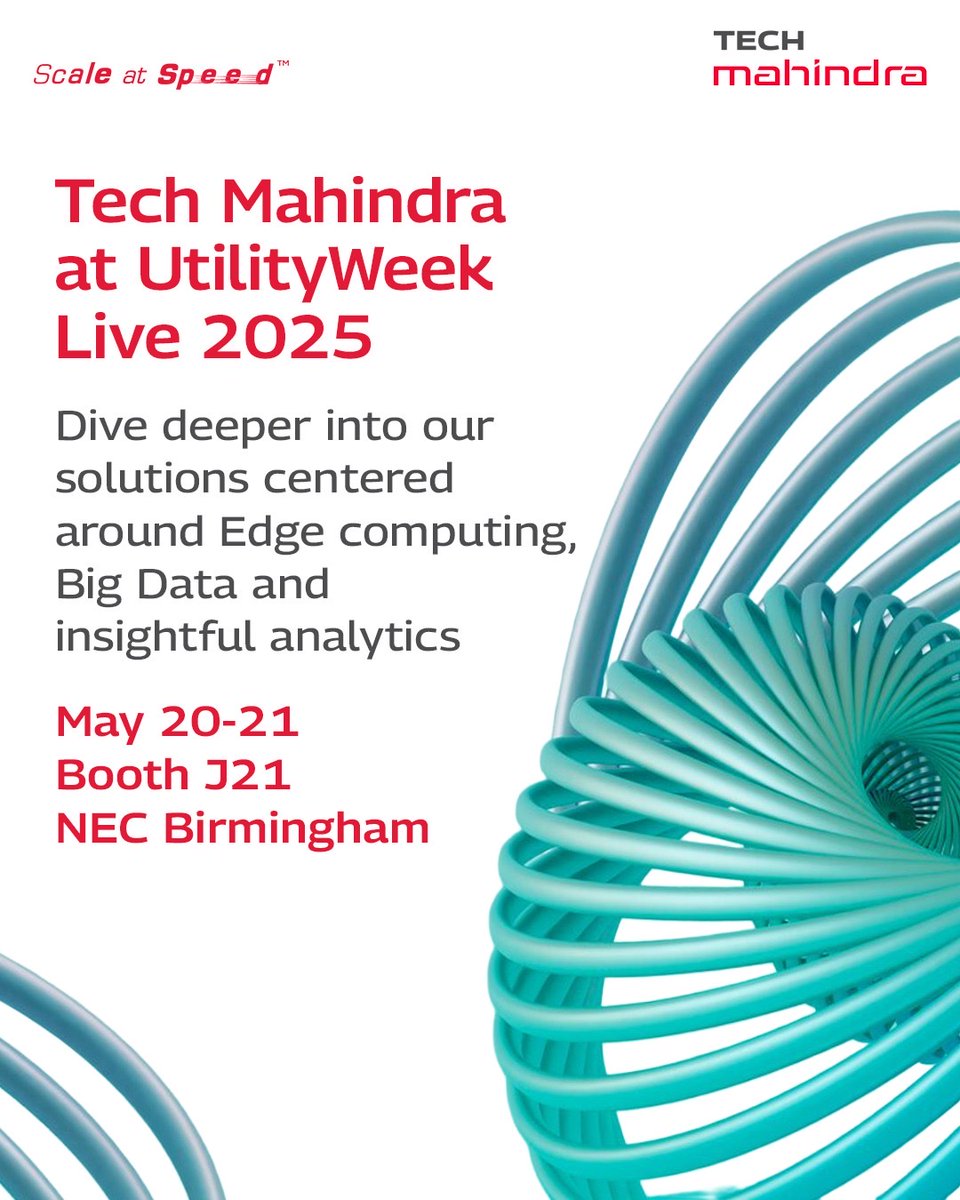 tech_mahindra's tweet image. Experience the Future of Utilities—LIVE with Tech Mahindra at #UtilitiesWeekLive!

Explore our #EdgeComputing and #Orchestration platform, and see how utilities can run #AI and #data apps on-premise with centralized control.

Watch #AgenticAI in action—driving intelligent…